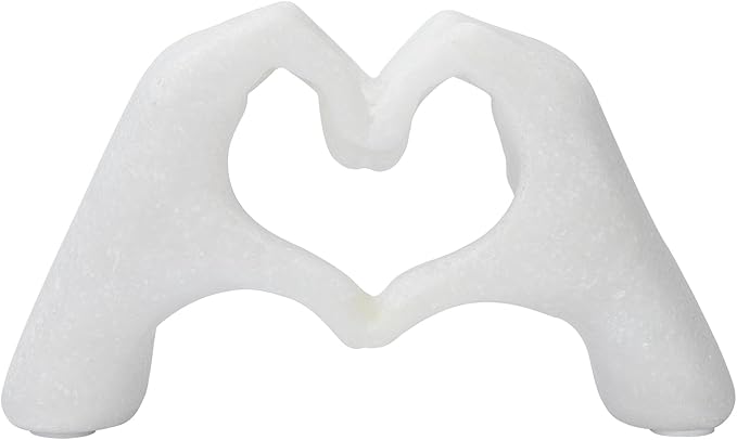 Heart Hands Sculpture for Living Room Décor, Mini Gesture Heart Decoration, Modern Love Statue Finger, Hands Heart Art Sculpture Home Wedding Decoration (Marble)