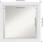 Amanti Art White Wall Mirror 24x24 Blanco White Square Bathroom Mirror for Wall Decor Living Room, Medium Modern Wood Frame, Hangs Horizonally and Vertically, Bathroom Decor, Beveled Edge