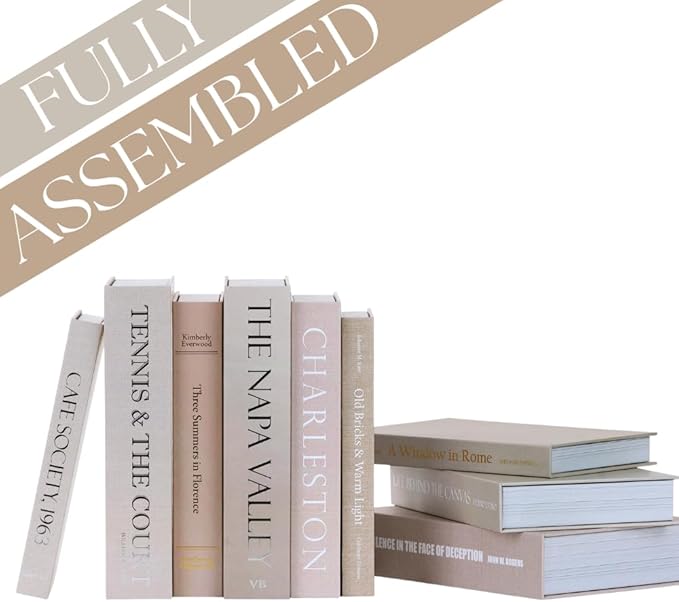 9 Faux Books Neutral - Decorative Box with Hidden Storage, Neutral Home Accessory, Bookshelf Accent, Coffee Table Book, Home Staging Accessory, Paper Wrapped Books