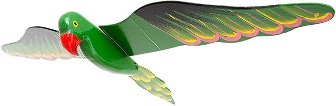 WitnyStore Wooden Flying Bird Mobile 24" Green Parrot Hand Made Painted Wood Flapping Wing Birds Hanging Ceiling Decor Wind Chimes Handcrafted Art Animal Decorative Collectibles Décor Gifts Souvenirs