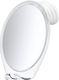 HONEYBULL Fogless Shower Mirror with Suction Mount & Swivel – Anti-Fog Acrylic Bathroom Mirror for Shaving – Built-in Razor Holder, Easy Install, Home Shower Accessory (White)
