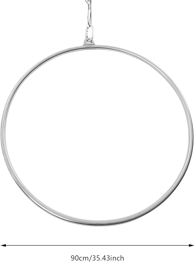 Aerial Hoop Kit 35inch/ 90cm Professional Single-Point Aerial Yoga Hoop Equipment Complete Stainless Steel Circus Aerial Ring Set for Fitness Dancing Training Performance