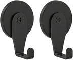 Magnetic Wreath Hanger, Heavy Duty Magnets with Hook for Refrigerator, Christmas Decoration Magnetic Hooks for Metal Front Door, Cruise Hook Hanger for Hanging Cabins Grill (L Pattern Black - 2PCS)