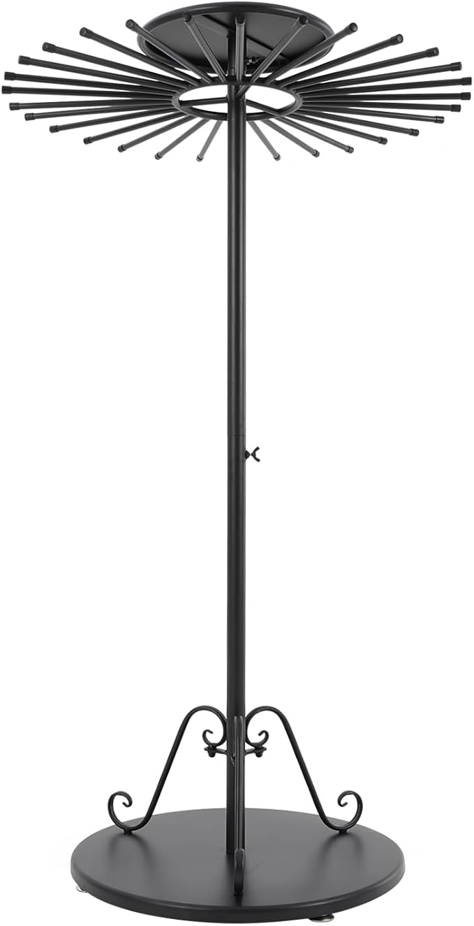 Scarf Display Stand 30-Arm Scarf Holder Organizer Freestanding Scarf Hanger 360° Rotating Rack for Home and Clothing Store (Black, 30 Rods)