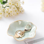 JAMEND CLXP 2PCS Lotus Leaf Shape Ring Holder Dish, Small Key Bowl, Ceramic Trinket Tray Jewelry Dish Organizing Necklace Earrings for Mom Friend Sister, All Jewelries Are NOT Included, Light Green.…