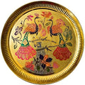Aditri Creation Decorative Peacock Brass Thali Plate Brass Thali Prasad Plate for Pooja Utensils Indian Traditional Festival Housewarming Decorations and Home Decor(Size:- 5")(Golden)