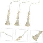 BESPORTBLE 8pcs Wood Bead Garland Ornaments Farmhouse Beads with Tassel Ornaments Hanging Decoration for Closet Handle Door Handle