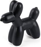 Notakia Cute Ceramics Black Balloon Dog Statue Crafts Living Room Desktop Decorations,Handmade Modern Small Ceramic Animal Statue Ornament Home Decor Accents (Black, Large)