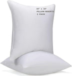 WINGLAM Throw Pillow Inserts 2-Pack, 32x32 Inches Square Decorative Pillow Stuffers, Hypoallergenic Ultra Soft Lightweight Down Alternative Polyester, White Sham Stuffer Pillows（2）