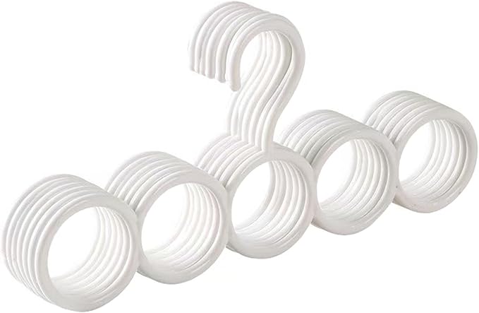 ﻿﻿﻿﻿﻿﻿﻿﻿﻿﻿﻿7-Piece Multifunctional Scarf Organizer for Belt, Waistband, and Tie Holder, 5-Ring Hole Slots Design to Save Space | Essential for Home Wardrobes | Storage Tool for Housewives (White)