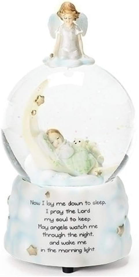 Roman 7.5" Children's Bedtime Prayer Musical Glitterdome – 100mm Snow Globe for Baptism, Christian Nursery Decor