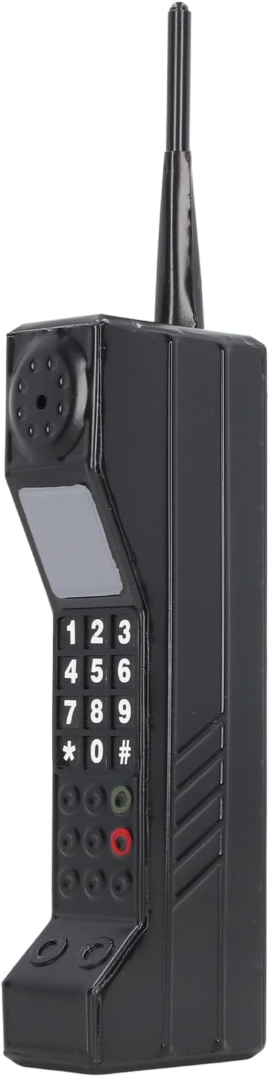 Qinlorgo Vintage Brick Cell Phone, Retro Mobile Phone Model, Handmade Iron Decorative Ornament with Classic Design, Ideal for Living Room, Office & Cafe Gift