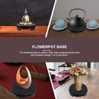 Wooden Display Stand Round Pedestal Base 5.11X5.11X1.57In Oriental Vase Sculpture Display Riser for Home Bedroom Living Room