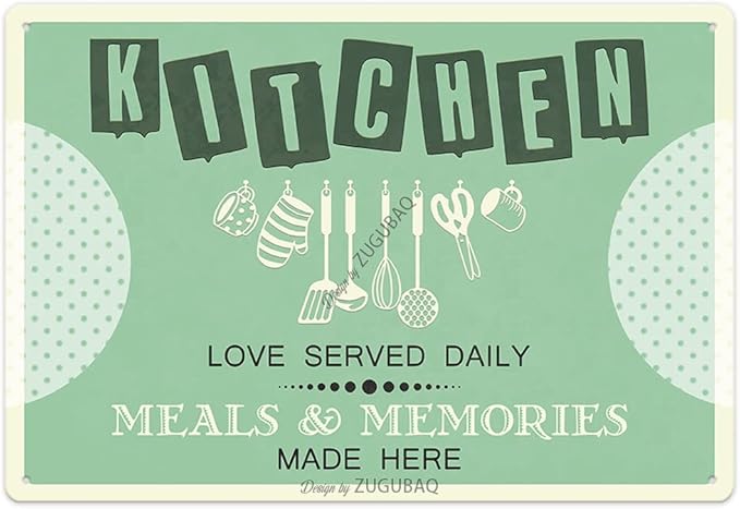 Funny Kitchen Signs Decor-Kitchen Farmhouse Decor-Personalized Kitchen Metal Sign-Retro Kitchen Counter Accessories 12x8 Inch Hanging Plaque Home Wall Decorations