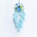 Handmade Dream Catcher, Animal Design Feather Dream Catchers Wall Decoration, Art Craft Feather Wall Decor for Home, Gift for Girls Kids Women (Blue)