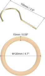 uxcell 4.7 Inch Scarf Ring Hanger, Scarf Organizer Holder Wooden Circle Rings Hanging Hook for Belt Tie Scarf, 10cm Length Hook (Gold)