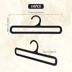 AHANDMAKER 10Pcs Plastic Hanger, Scarf Hanger Black Rectangular Towel Holders Space Saving Scarf Organizer Hooks Closet Organizers and Storage for Ties Scarves Belts, 8.4x3Inch