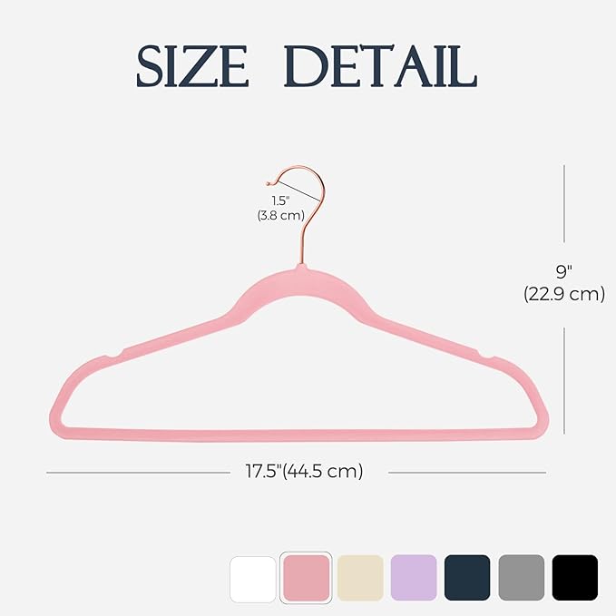 HOUSE DAY Pink Velvet Hangers 20 Pack, Premium Non-Slip Felt Clothes, Sturdy Heavy Duty Coat, Durable Hangers for Suits, Space Saving with No Hanger Mark, 360° Swivel Rotating Rose Gold Hook