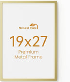 19x27 Aluminum Metal Picture Frame,Tempered Glass Gold Photo Frame 19x27 for Family Photo,Posters,Art,Document to Wall Mount Horizontally or Vertically