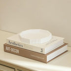 Decorative Plaster Tray & Book Decor Set - Scalloped Tray & Decorative Books Box Enhance Coffee Table or Bookshelf Decor - Modern Home Decoration for Living or Dining Room & as Housewarming Gift