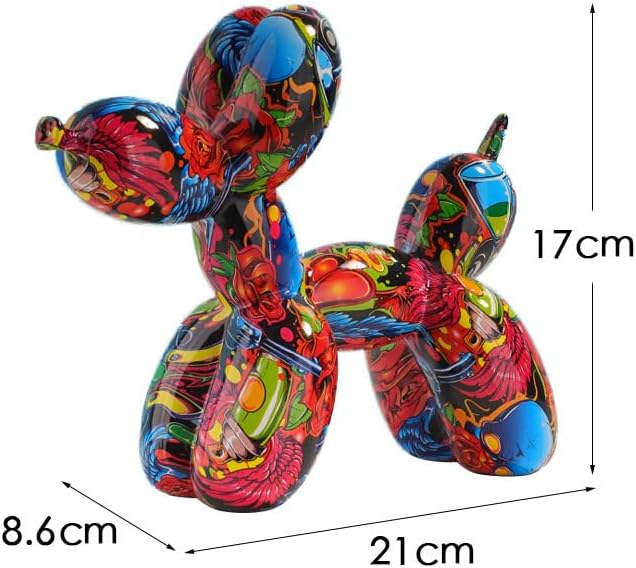 Resin Balloon Dog Sculpture - Collectible Figurines Decor for Home | Office Desktop Resin Decors Balloon Dog Decor (Graffiti Rose)