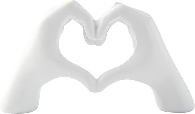 Golden Gesture Heart Decoration, Modern Love Statue Finger, Abstract Art Sculpture Home Wedding Decoration (White)
