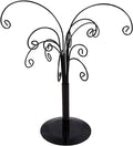 10.6 inch Ornament Tree Display Stand Rotating Decor, Decorative Black Metal Tabletop Display Stand Features Multiple Hooks, Display Rack for Ornaments Glass Globes Balls and Small Craft Items (1PCS)