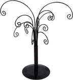 10.6 inch Ornament Tree Display Stand Rotating Decor, Decorative Black Metal Tabletop Display Stand Features Multiple Hooks, Display Rack for Ornaments Glass Globes Balls and Small Craft Items (1PCS)