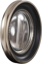 Howard Elliott Patterson Convex Round Hanging Accent Wall Mirror, Matte Black and Silver Leaf, for Bedroom Entrway or Any Room, 16 Inch
