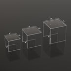 Sezanrpt Clear Acrylic Risers 3 pcs, Square Acrylic Food Display Stands Tabletop, Display Shelf for Vendors, Collectibles, Funko Pop, Food, Glasses, Perfume, Small Plants - 5''x6''x7''