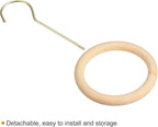 uxcell 4.7 Inch Scarf Ring Hanger, Scarf Organizer Holder Wooden Circle Rings Hanging Hook for Belt Tie Scarf, 15cm Length Hook (Gold)
