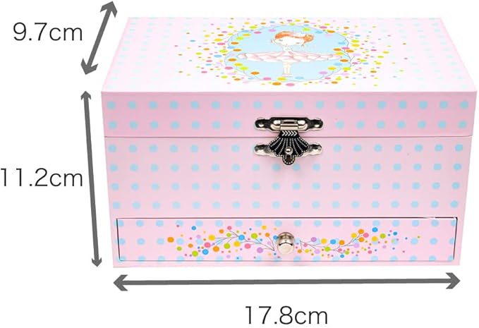 DJECO Musical Jewelry Box for Kids - Treasure Boxes Ballerina's Tune - Storage for Necklace, Bracelets, Rings, Earrings, Small Toys, Decorations, Keepsake & Trinkets - Safe for Ages 3+ Boys & Girls