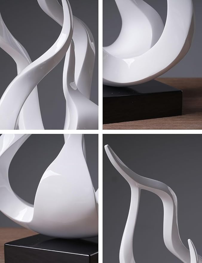 Abstract Sculpture Decor Modern Art Gift Holy Flame Figurine Statue for Home Office Living Dining Room White 16.5 Inch