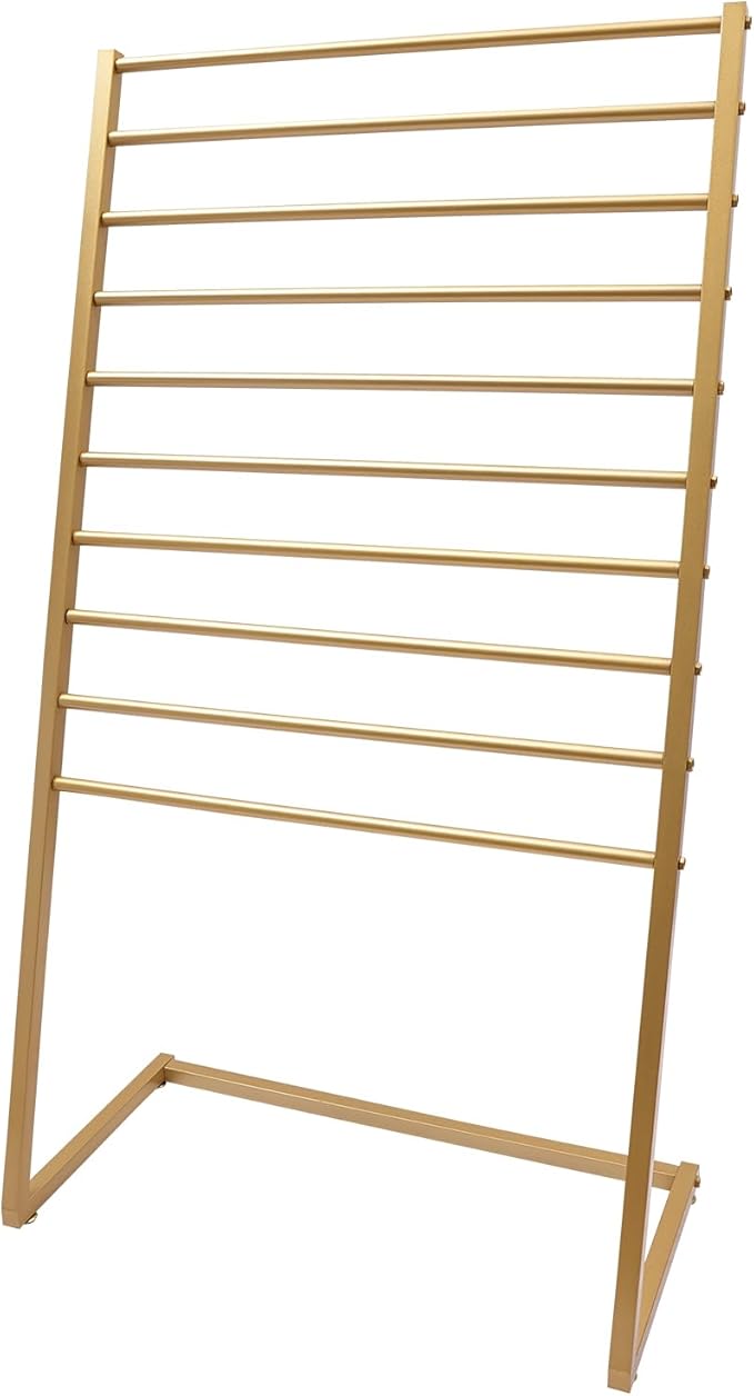 Scarf Organizer, Metal Hijab Organizer, 10 Tier Scarf Holder Hanger for Multiple Scarves, Freestanding Hijab Stand Belt Pants Hanging Rack for Home, Commercial, Clothing Store (Gold, 80cm)