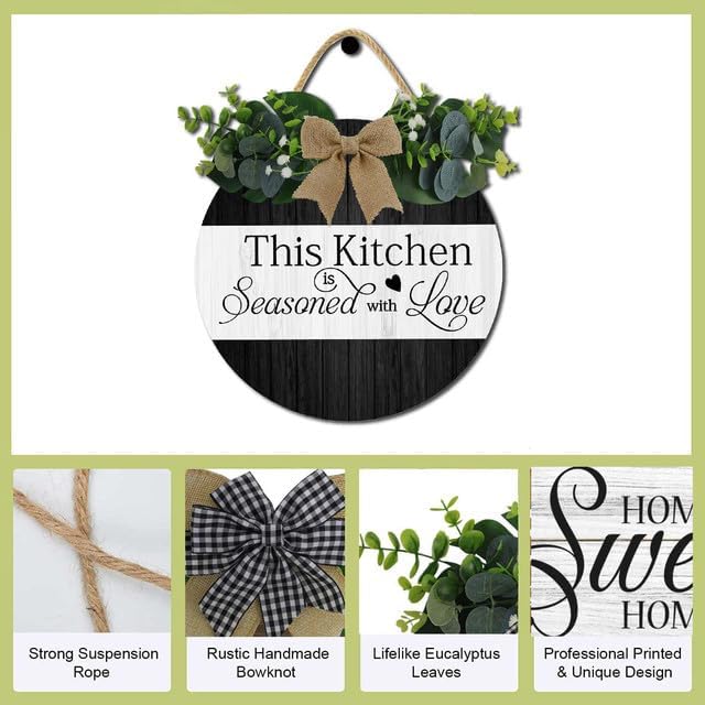 Rustic Kitchen Decor,This Kitchen Is Seasoned With Love Rustic Round Wooden Sign,For Home, Office, Store Or Restaurant