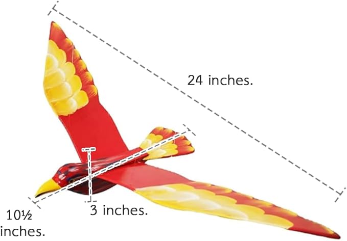 WitnyStore Wooden Bird Mobile 24" Red House Finch Hand Made Painted Wood Flapping Wing Birds Hanging Ceiling Decor Wind Chimes Handcrafted Art Animal Decorative Collectibles Décor Gifts Souvenirs