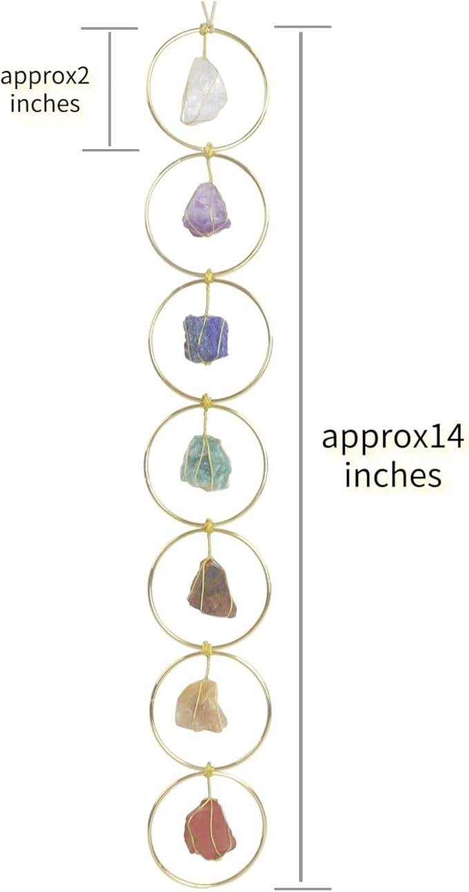 Feng Shui Yoga Ornament Handmade Natural Gemstone Crystal Hanging Ornaments 7 Chakra for Home Decoration Window Decor Tumbled Palm Stones