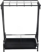 10-Hole Umbrella Holder Stand with 8 Hooks - Removable Drip Tray Umbrella Rack for Entryway, Home & Office Storage Solutions