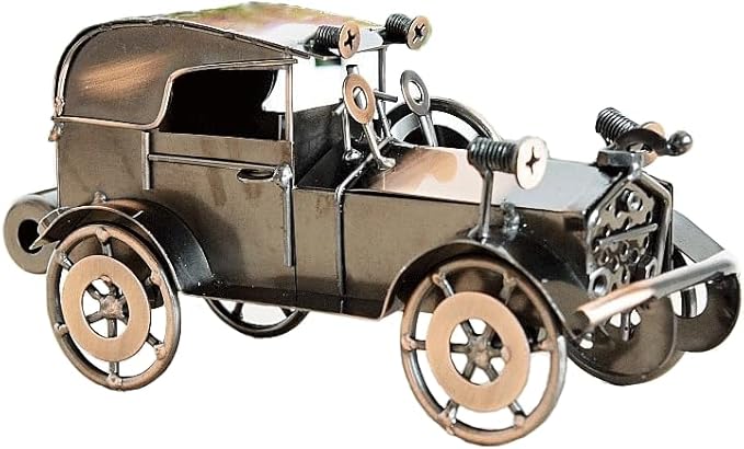 Metal Antique Vintage Car Model Handcrafted，Vintage Car Model Old Vintage Car Model Car Sculpture Antique Classic Car Ornament for Car Arts Craft Office Home Desktop Decoration Hobbies (Bronze 2)