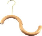 2 Pcs Natural Wood Scarf Hanger Ring Holder with Gold Hook Organiser Storage Hanger for Shop Display Wardrobe Closet Scarves Shawl Tie Belt Towel Necklace Jewellery Accessory Rack