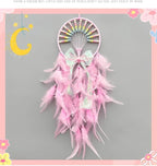Dream Catcher Wall Hanging for Girls Bedroom Decoration,Pink Dream Catchers for Kids Room Decor Art Craft Gift, Handmade Feather Wall Decor Hanging Ornament(Pink)