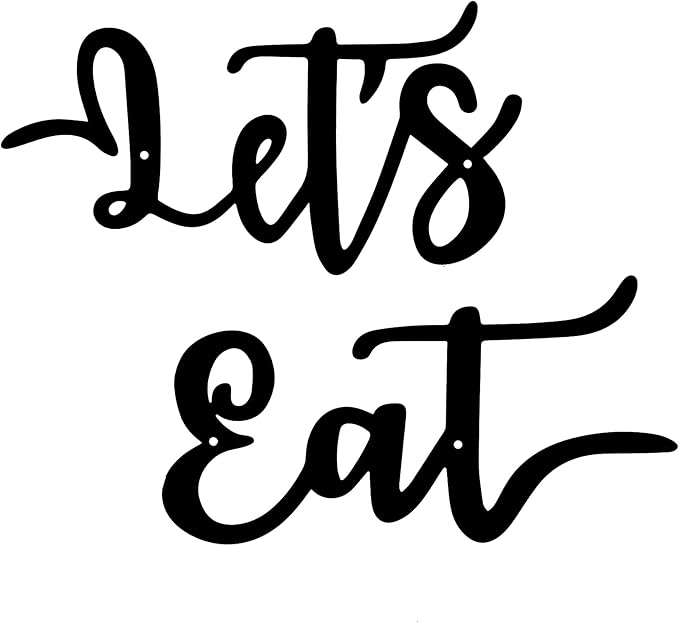 Hotop 2 Pieces Let's Eat Metal Sign, Rustic Black Cutout Eat Kitchen Decor, Kitchen Hanging Wall Plaque Farmhouse Wall Sign for Home Kitchen Dining Living Room Decoration
