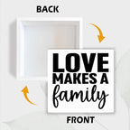 Motivational Home Decorate, Love Makes a Family, Rustic Farmhouse Wall Sign, Wedding Gift, Christian Quotes Decor, Living Room Decor, Family Wall Decoration, Home Desk Decorate, 5.1x5.1inches