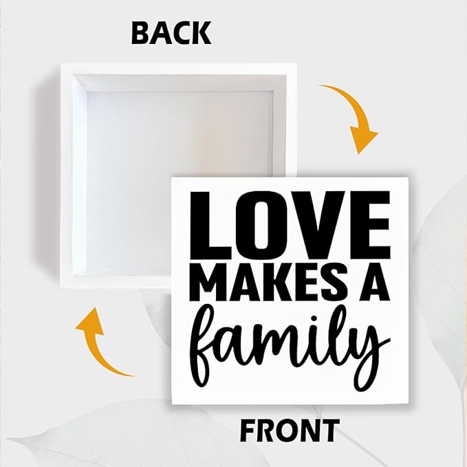 Motivational Home Decorate, Love Makes a Family, Rustic Farmhouse Wall Sign, Wedding Gift, Christian Quotes Decor, Living Room Decor, Family Wall Decoration, Home Desk Decorate, 5.1x5.1inches