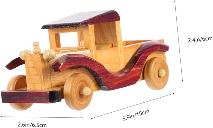 LIFKOME 1pc Vintage Wooden Car Model Decor Retro Wood Car Ornament for Home Desktop Chic Craft for Collectors and Unique Idea for Office and Bedroom Decor