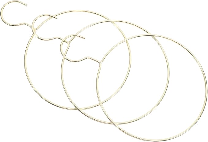 3pcs Golden Metal Scarf Ring Hangers and Belt Organizer, Round Iron Clothes Rack for Women’s Tie Storage, Wall Closet Accessory for Scarves, Shirts, and Jackets