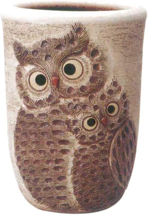 Yamasho Pottery Umbrella Stand, Brown, etc. Approx. Depth 14.2 x Width 11.0 x Height 18.9 inches (36.0 x 28.0 x 48.0 cm), Shigaraki Ware Pair Owl Openwork Umbrella Stand