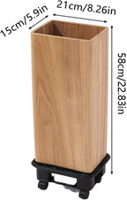zktoermn Square Umbrella Stand Rack with Wheels, Wooden Umbrella Organizer Bin, Retro Indoor Umbrella Holder for Entryway, Office, Home(Natural,21x15x58cm)