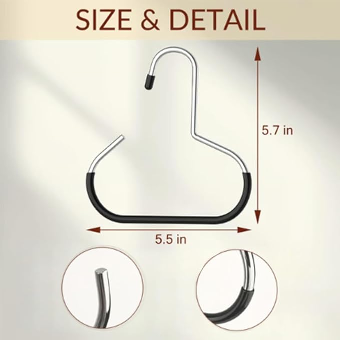 Durable Steel Hangers: Maximize Closet Space with Versatile Storage, Non-Slip Stainless Steel Clothes Rack Organizer for Hats, Ties, Scarves, Clothes (3, Black)