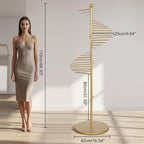 Scarf Rack Free Standing, Spiral Scarf Holder, Hijab Stand, 30 Rods for Multiple Scarves Purse Hat, Space Saving Organizer (42x170cm/17x67in, Gold)